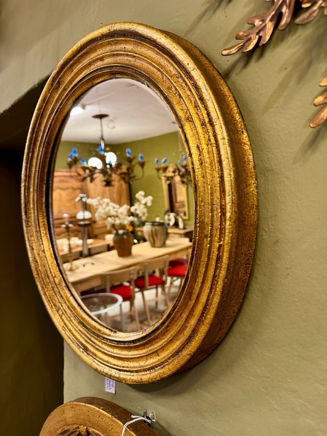 Espejo redondo antiguo pan de oro