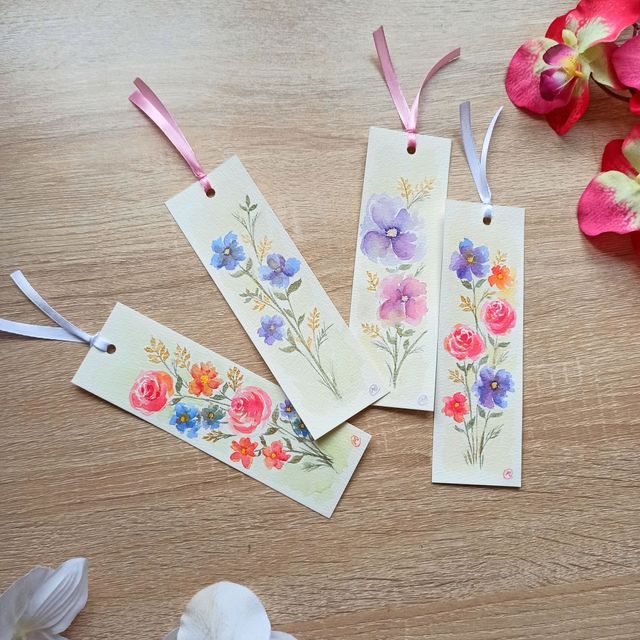 Marcapáginas acuarela pintados a mano - Unidad