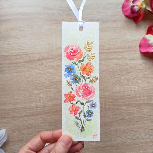Marcapáginas acuarela pintados a mano - Unidad