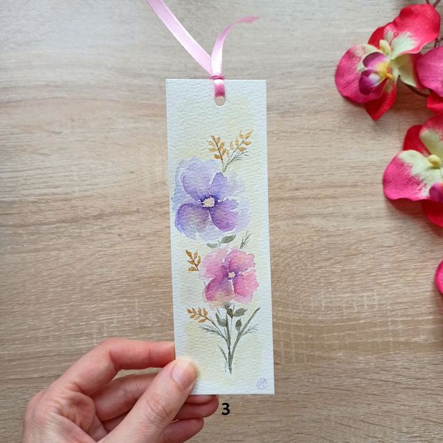 Marcapáginas acuarela pintados a mano - Unidad