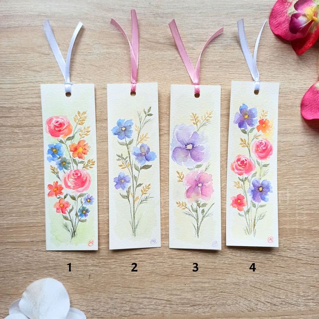 Marcapáginas acuarela pintados a mano - Unidad