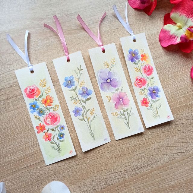 Marcapáginas acuarela pintados a mano - Unidad