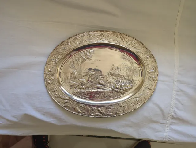 2 Platos Decorativos Metal Plateados