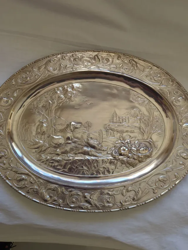 2 Platos Decorativos Metal Plateados