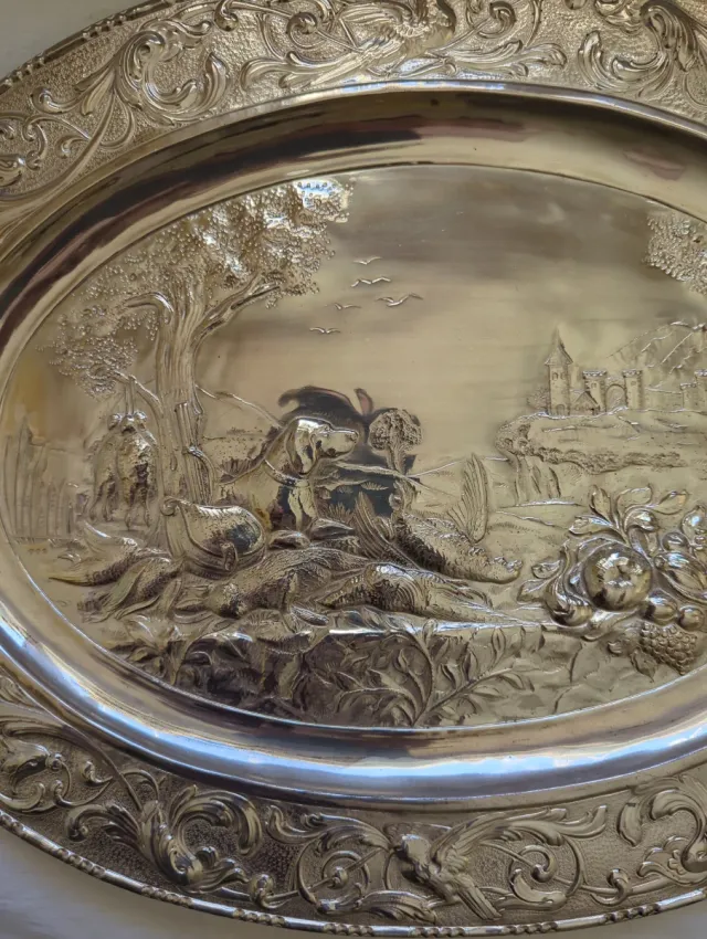 2 Platos Decorativos Metal Plateados