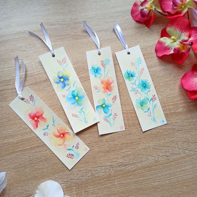 Marcapáginas acuarela pintados a mano - Unidad