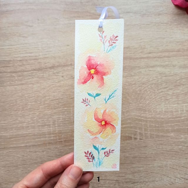 Marcapáginas acuarela pintados a mano - Unidad