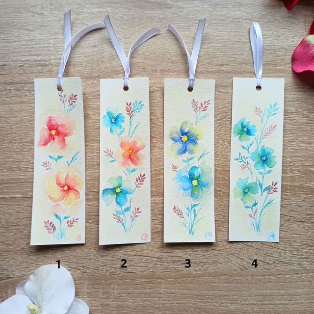 Marcapáginas acuarela pintados a mano - Unidad
