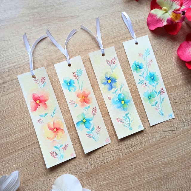 Marcapáginas acuarela pintados a mano - Unidad