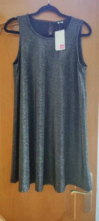 Vestido fiesta  negro de brillo