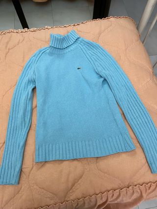 Jersey cuello alto Lacoste azul mujer