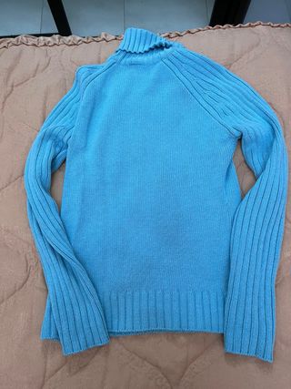 Jersey cuello alto Lacoste azul mujer