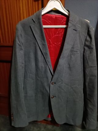 Americana El Ganso Talla 52 Gris Forro Rojo