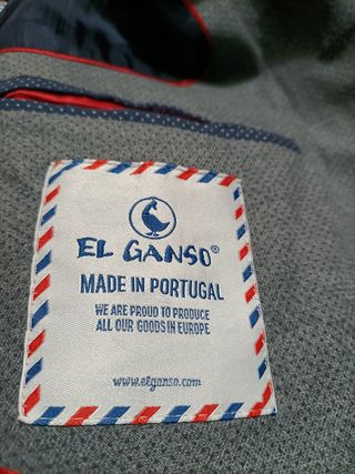 Americana El Ganso Talla 52 Gris Forro Rojo