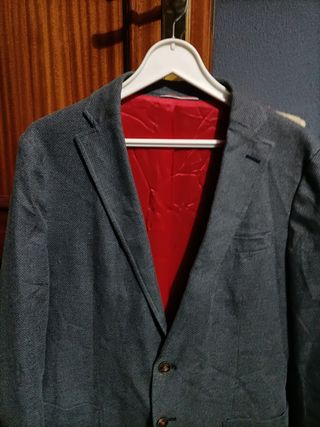 Americana El Ganso Talla 52 Gris Forro Rojo