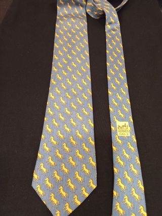 Corbata Hermes Unicornios Azul y Dorado