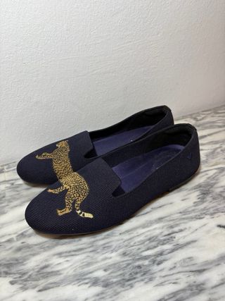 Mocasines Audrey Bordados Leopardo Negro