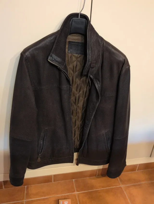Cazadora de cuero marrón Talla L