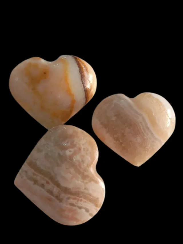 3 Cuori di Agata e Onice in Minerale Naturale