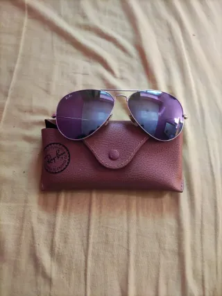 Gafas Ray-Ban Aviator Moradas y Plateadas + Funda