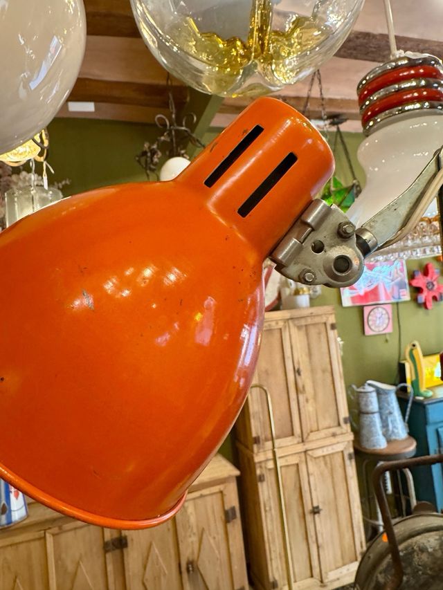 Lámpara Flexo Vintage Años 70 Naranja