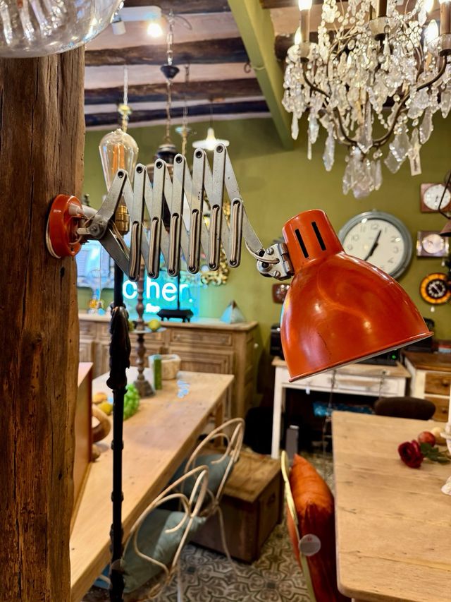 Lámpara Flexo Vintage Años 70 Naranja