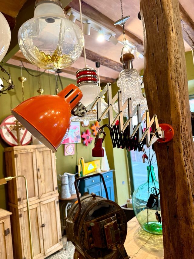 Lámpara Flexo Vintage Años 70 Naranja