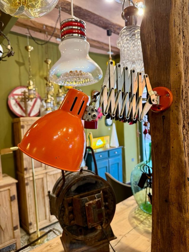 Lámpara Flexo Vintage Años 70 Naranja