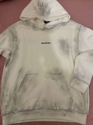 Sudadera Balenciaga Blanca con Efecto Desgastado