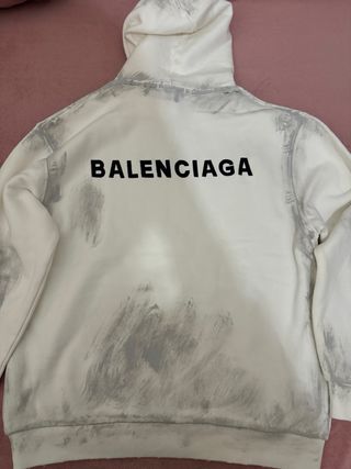 Sudadera Balenciaga Blanca con Efecto Desgastado