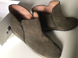Botines ante nuevos cremallera cuña 39 kaki