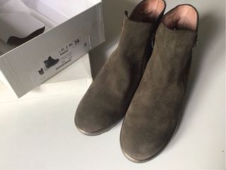 Botines ante nuevos cremallera cuña 39 kaki