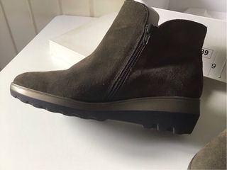 Botines ante nuevos cremallera cuña 39 kaki