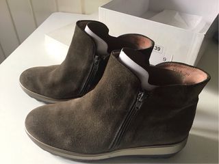 Botines ante nuevos cremallera cuña 39 kaki