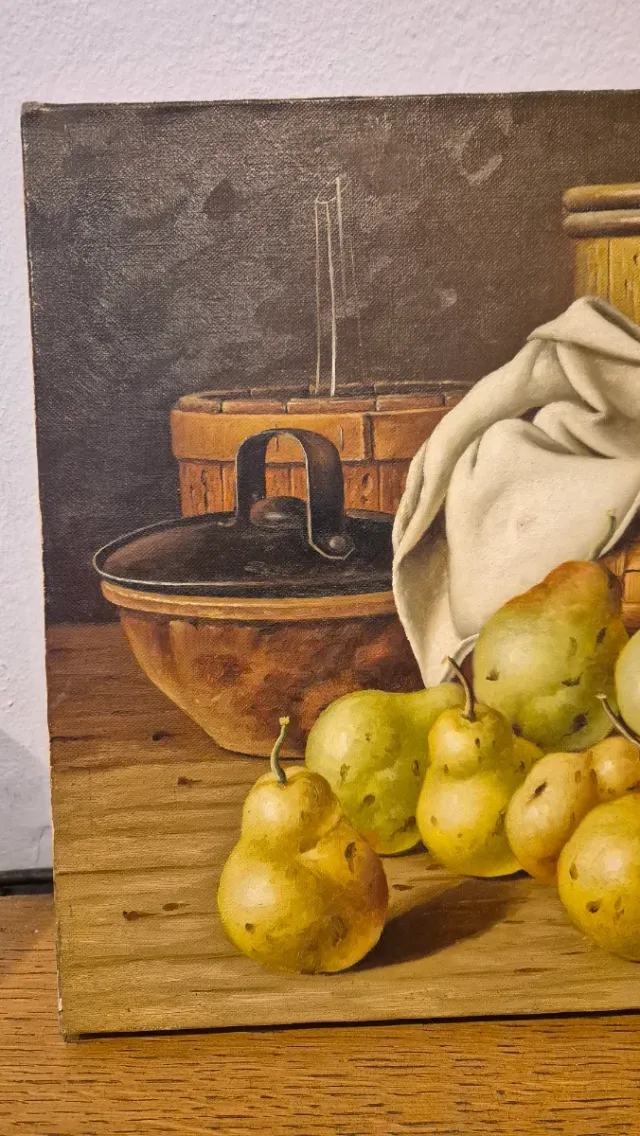 Natura morta con frutta dipinta ad olio