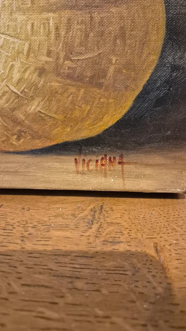 Natura morta con frutta dipinta ad olio