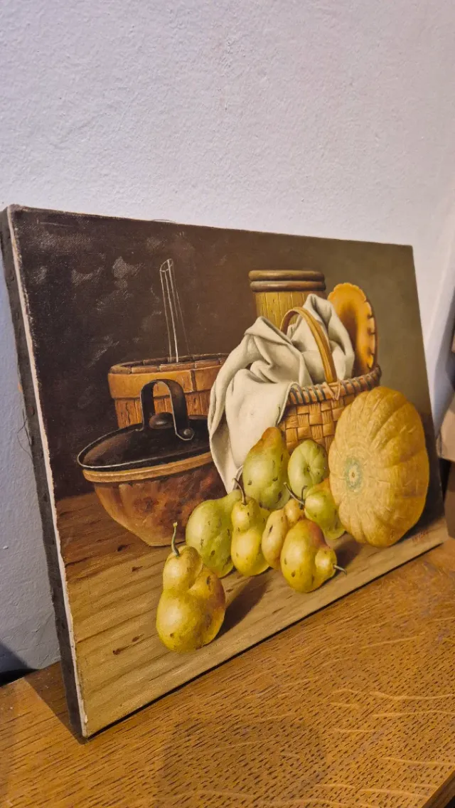 Natura morta con frutta dipinta ad olio