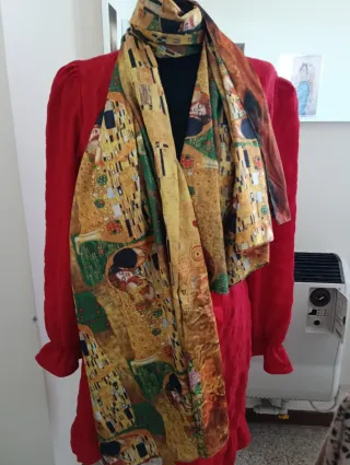 Foulard donna fantasia oro e multicolor