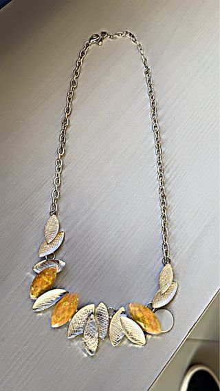 Collar Acero Hojas Multicolor