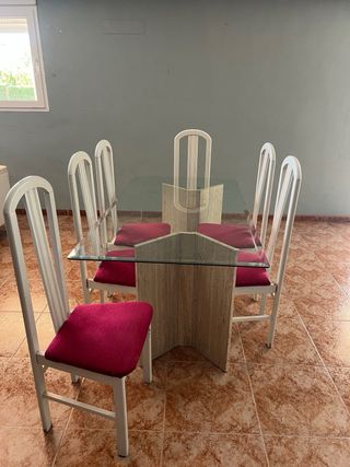 Mesa de comedor cristal y mármol
