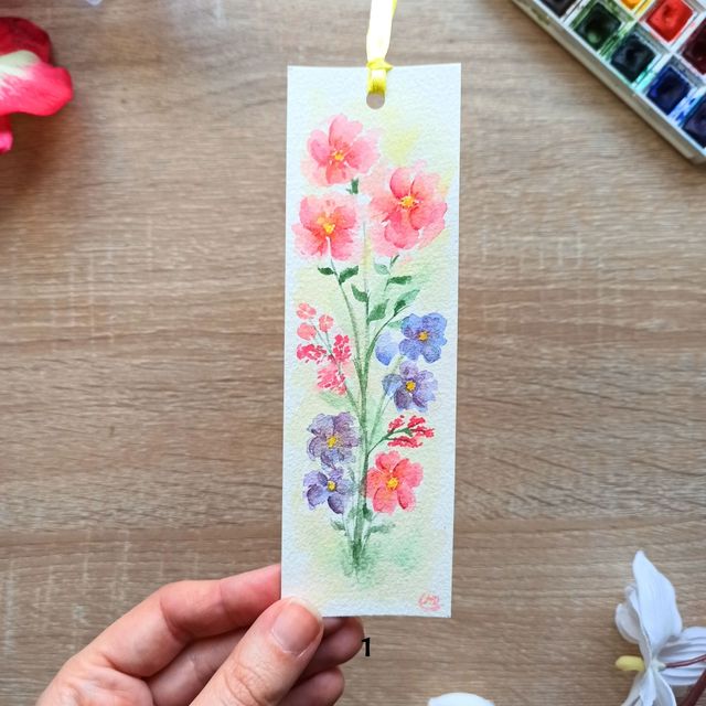 Marcapáginas acuarela pintados a mano