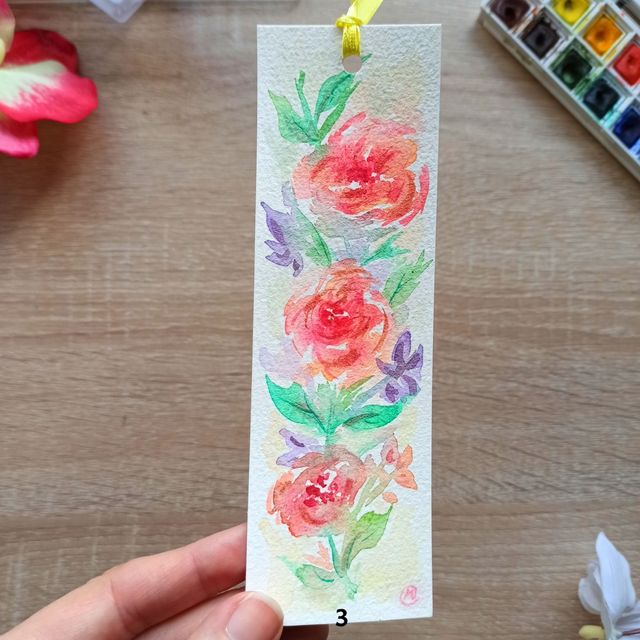 Marcapáginas acuarela pintados a mano