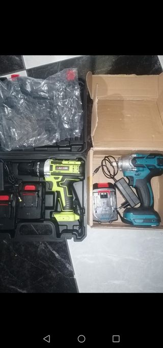 Taladro y pistola de impacto a batería