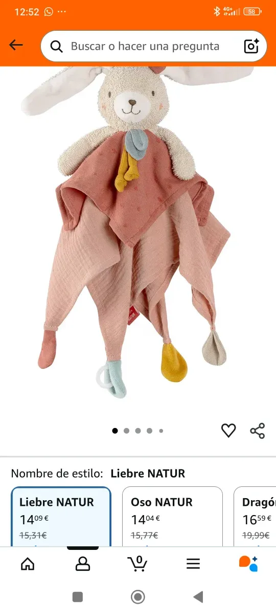 Peluche Conejito Fehn Natur