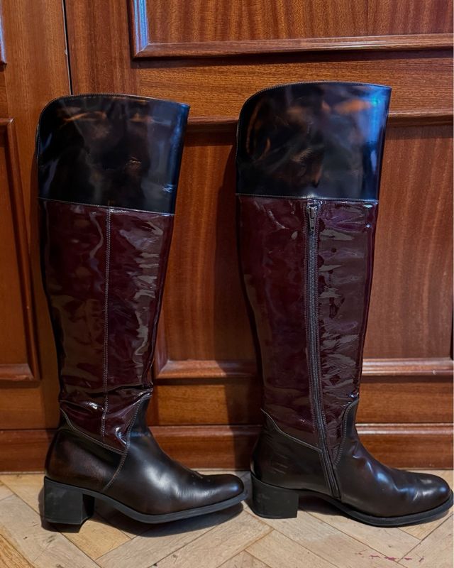 Botas altas cuero negro y marrón