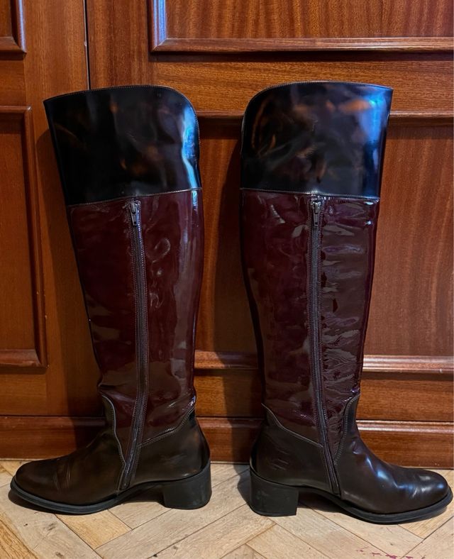 Botas altas cuero negro y marrón