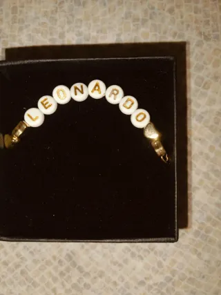 Bracciale con nome LEONARDO oro bianco