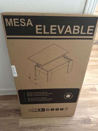 Mesa elevable salón madera y metal
