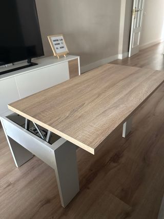 Mesa elevable salón madera y metal