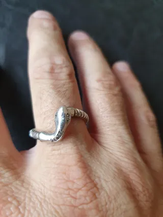 Anillo Plata Maciza Serpiente Único, piedras